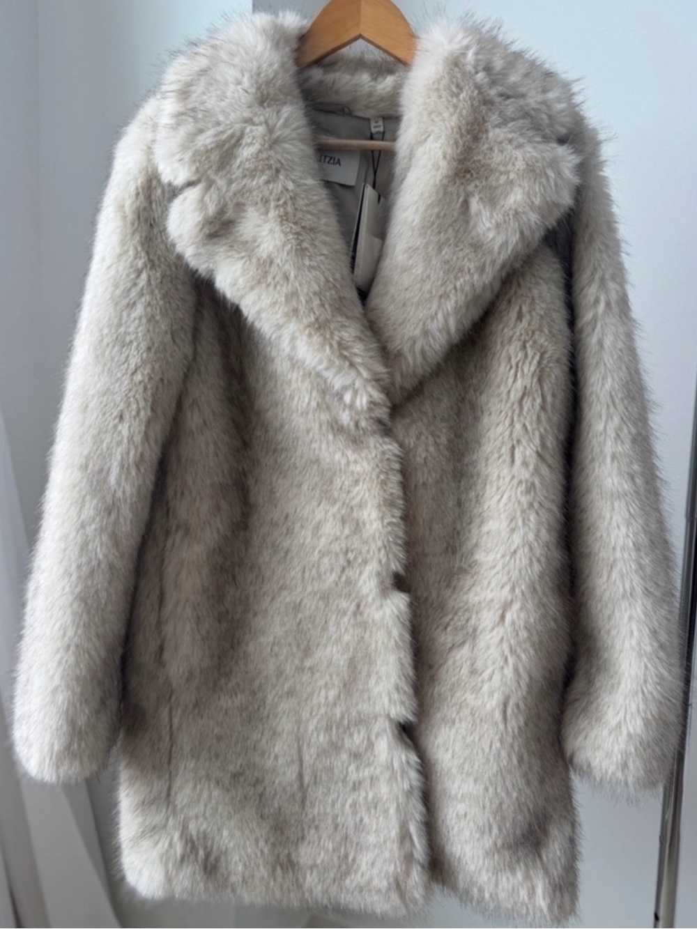 Aritzia Plush Faux-Fur Teddy Jacket in Light Taupe